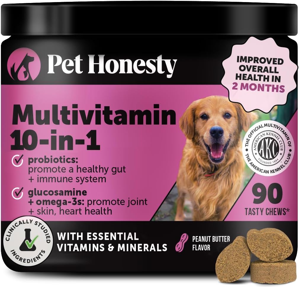 Multivitamin Dog Supplement, Glucosamine chondroitin for Dogs, Probiotics, Omega Fish Oil, Dog Supplements & Vitamins, Vitamins for Skin and Coat Allergies, (Peanut Butter 90 ct) 2