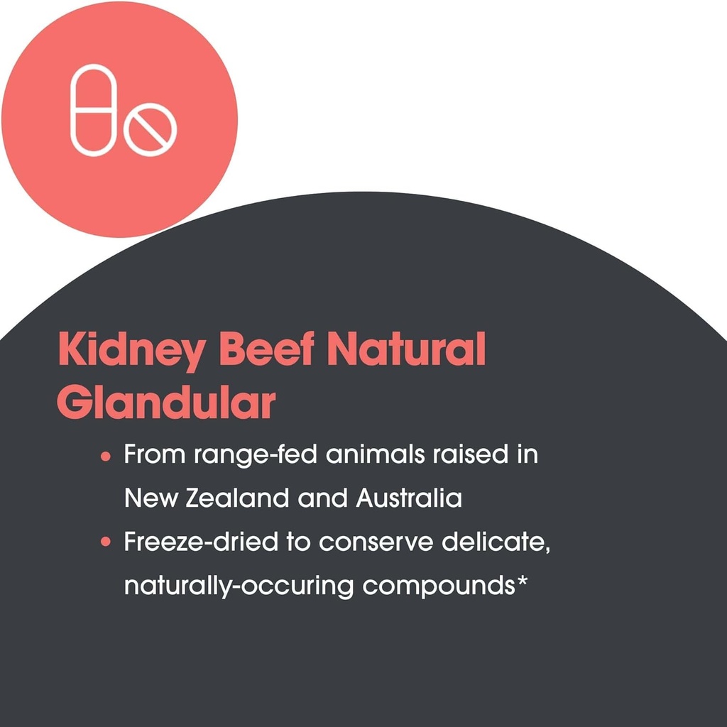 Allergy Research Group Kidney Beef Supplement - Natural Glandular, Freeze-Dried, Bovine, Lyophilized, Beef Organ, Vegetarian Capsules - 100 Count 6