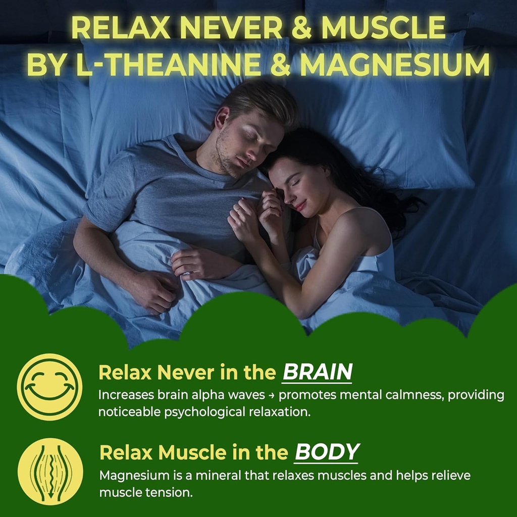 Liposomal L-Theanine 200mg Magnesium Glycinate 400mg Gummies with GABA, 5HTP, Apigenin, Vitamin B6 & D3, Ashwagandha, Lemon Balm Leaf, Melatonin Free Sleep Chewable for Relax Mood & Muscle, 2 Packs 4