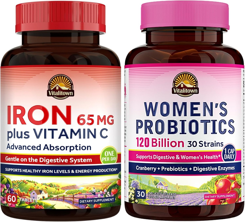 Vitalitown Women’s Probiotics & Iron Supplement Bundle 2