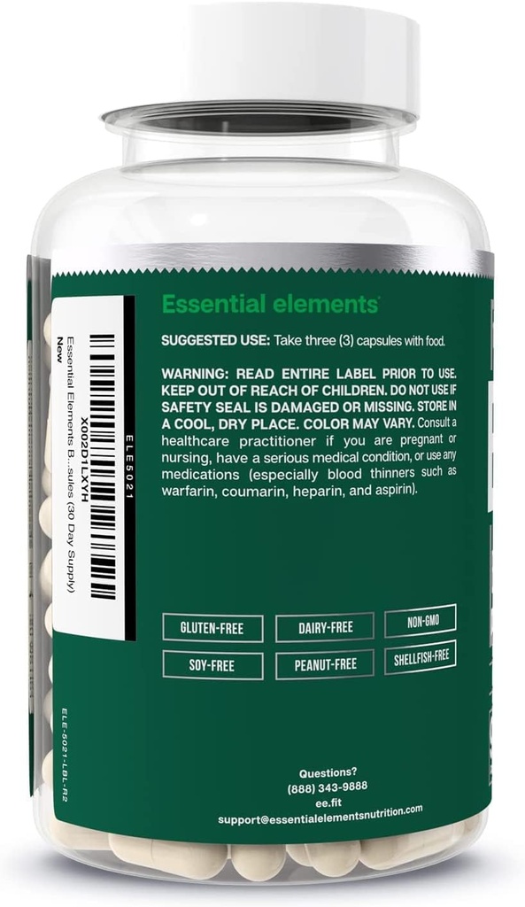 Essential Elements Bone Boost Bone Health Supplement - Bone Support and Calcium Supplement with Vitamin D 3, K2, Cissus Quadrangularis for Bone Strength - 180 Capsules (60 Day Supply) (2-Pack) 5
