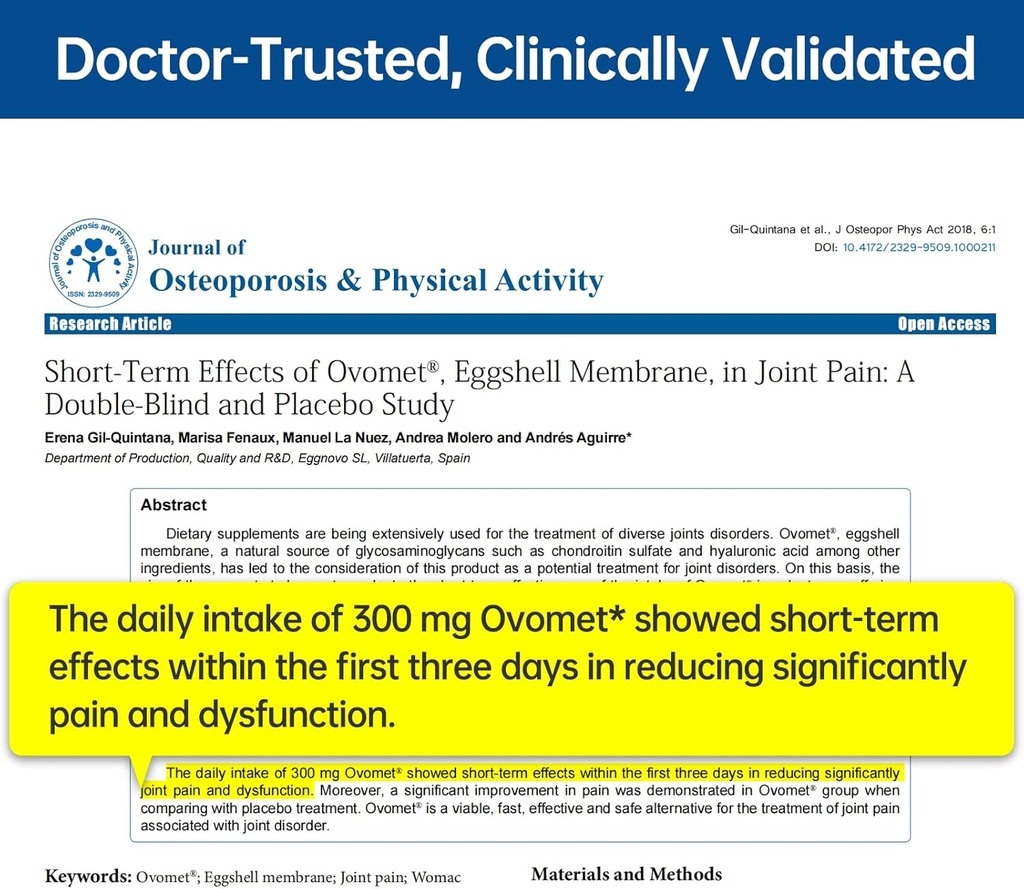 OVOMET Eggshell Membrane Low-Purine Glucosamine Chondroitin Sulfate MSM Boswellia Joint Supplement - Supports Mobility Comfort Strength Flexibility & Bone - Made in Germany - 60 Days Supply 5