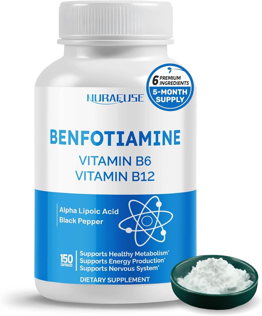 Liposomal Benfotiamine with Vitamin B6, Vitamin B12, Alpha Lipoic Acid, Curcumin - Support Healthy Metabolism, Energy Levels- Made and Tested in The USA 2