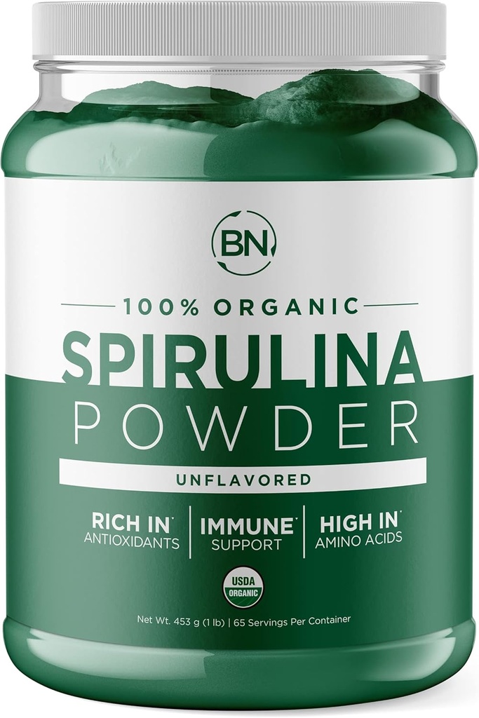 Spirulina Powder Organic 1lb -129 Servings 3.5g Serving Size - USDA Certified - RAW Nutrient Dense Over 70% Protein Per Serving - Purest Source Vegan Protein - Superfood 2