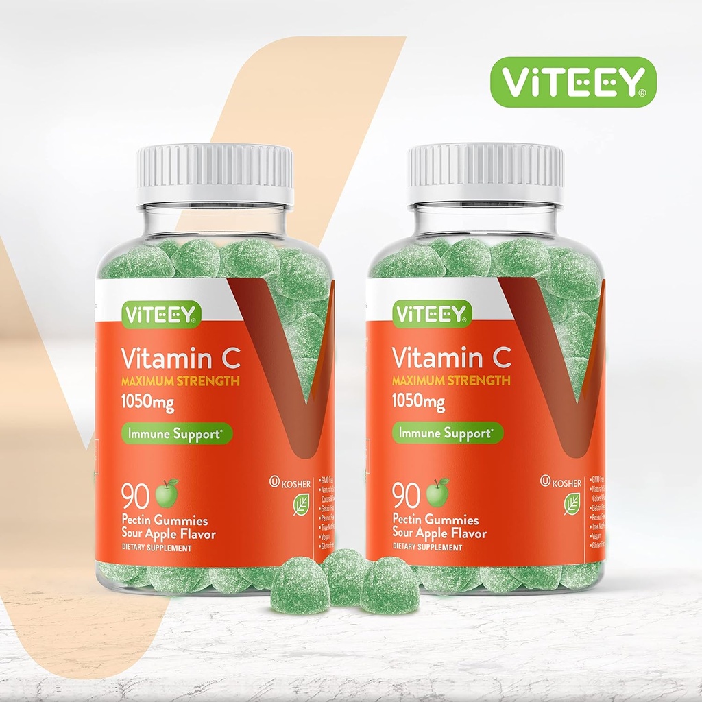 Viteey Chewable Vitamin C Gummies for Adults - 1050mg Maximum Strength Immune Support Supplement - Vegan, Gluten Free - 180 Count 3