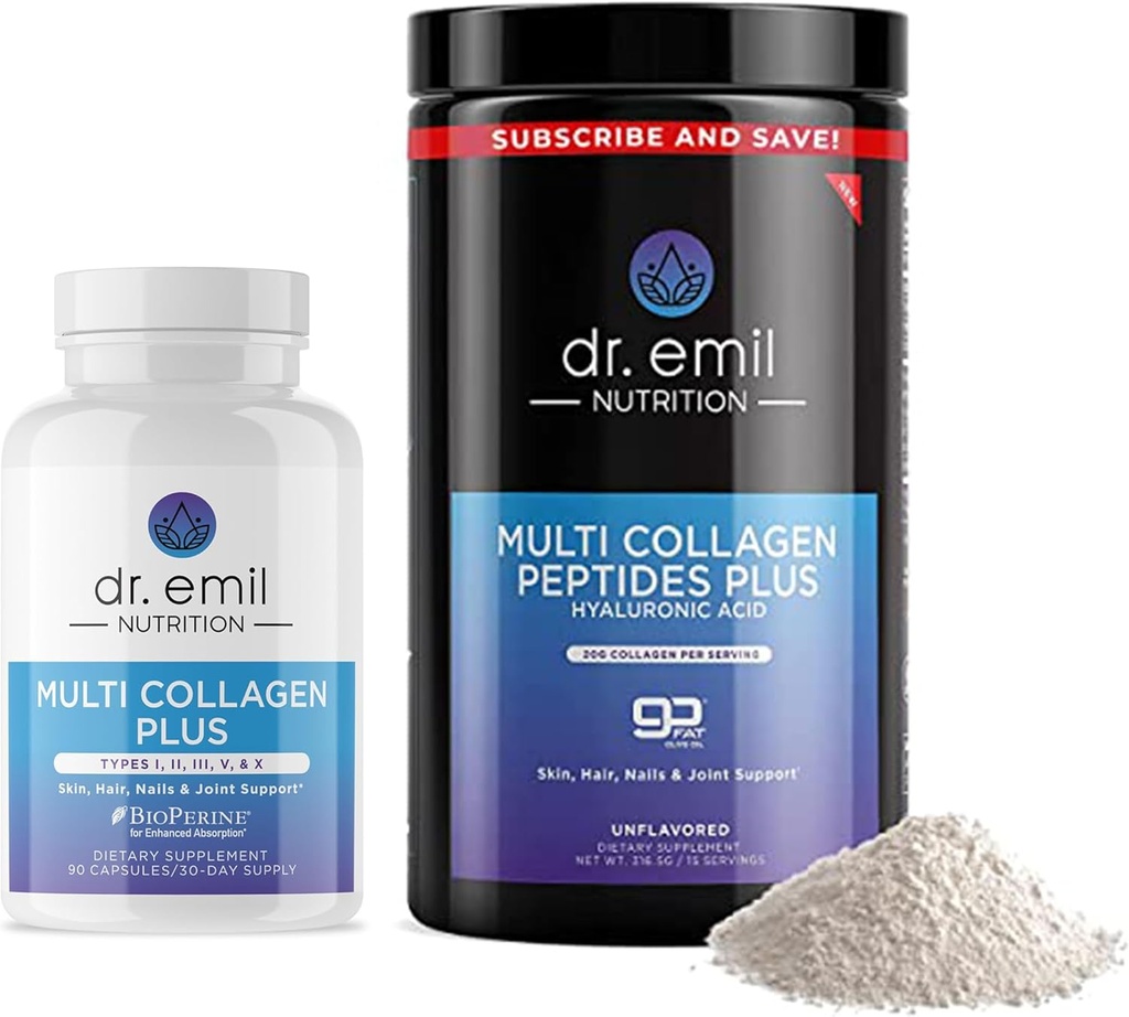 DR. EMIL NUTRITION Complete Multi Collagen Bundle - Double The Collagen & Double The Hair, Skin & Nails Benefits - Collagen Peptide Pills & Collagen Powder Bundle (15 Servings) 2