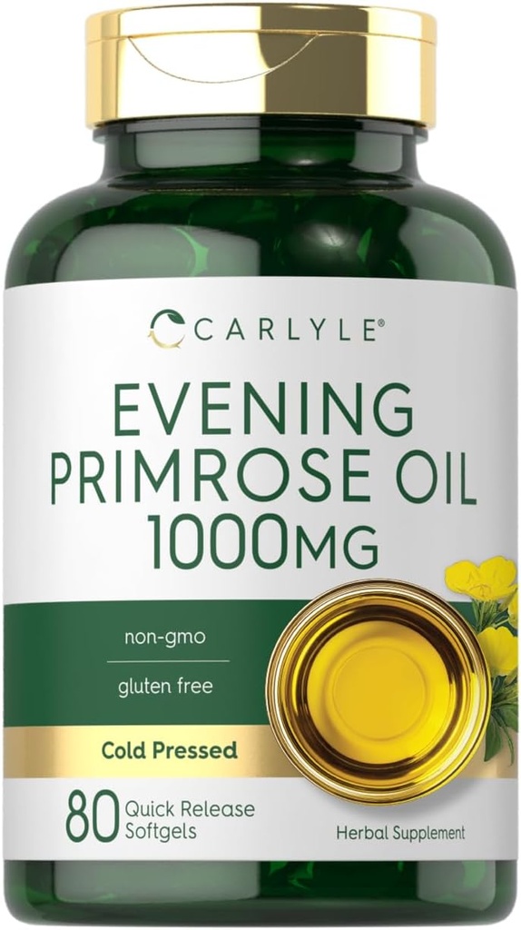 Carlyle Evening Primrose Oil Capsules 1000mg | 80 Softgels | Cold Pressed Supplement | Non-GMO & Gluten Free 2