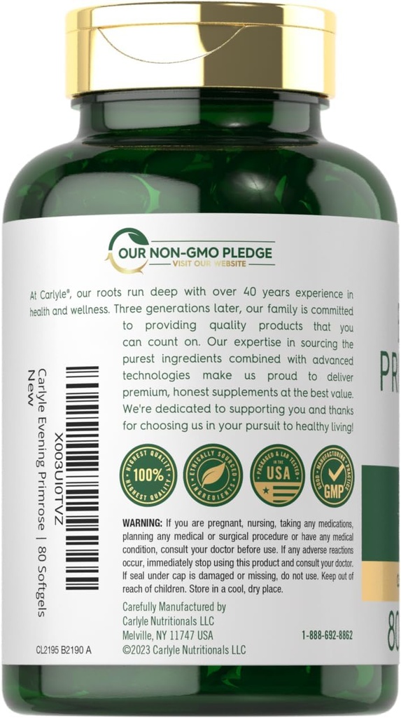 Carlyle Evening Primrose Oil Capsules 1000mg | 80 Softgels | Cold Pressed Supplement | Non-GMO & Gluten Free 4