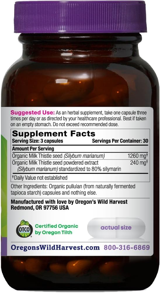Oregon's Wild Harvest Certified Organic Milk Thistle USDA Certified Organic Herbal Supplement, 90 Count 3