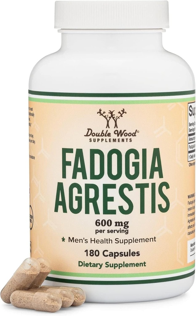 Fadogia Agrestis 600mg Per Serving (180 Capsules) Powerful Extract to Support Athletic Performance (Third Party Tested, Non-GMO, Vegan, Gluten Free) by Double Wood 2