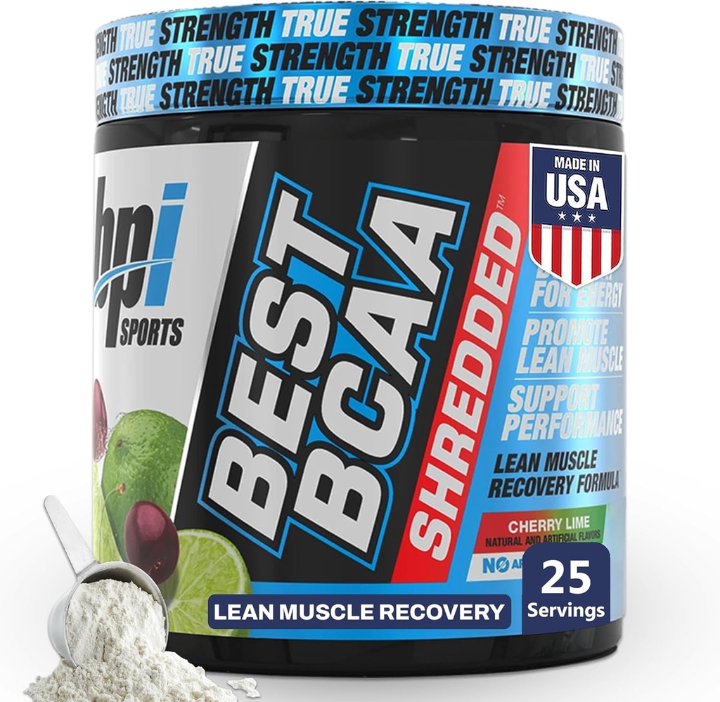 BPI Sports Best BCAA Shredded - Caffeine Free Thermogenic Recovery Drink, Lean Muscle Building BCAA Powder for Women and Men, Preworkout BCAAs Amino Acids Drink- Cherry Lime - 25 Servings 2