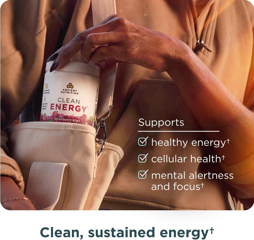Ancient Nutrition Clean Energy Powder, Strawberry Kiwi, Supports Healthy Energy and Cognitive Health, Promotes Mental Alertness and Focus, 30 Servings 6