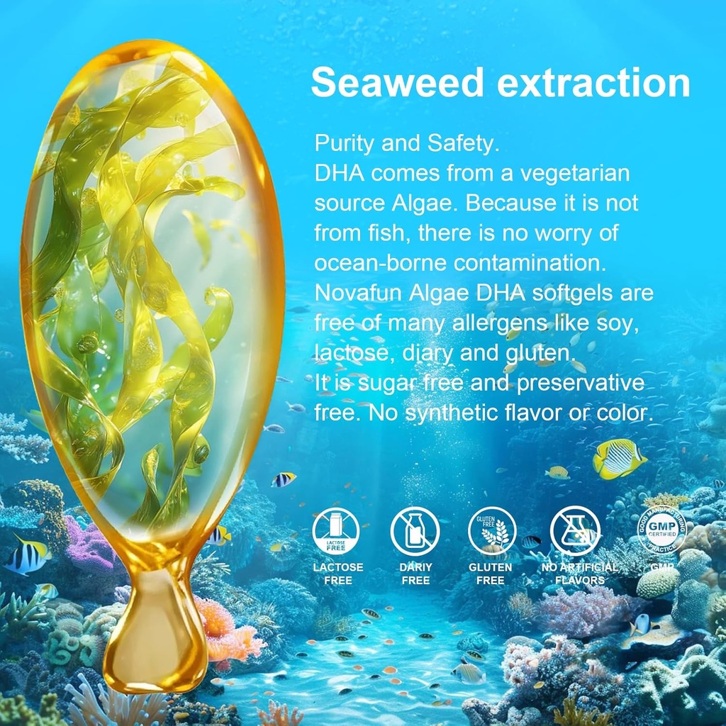 Algal Sourced Omega-3 & DHA Softgels for Kids, Brain, Eye and Heart Health, Cognitive & Immune Function, Learning, Social Development - Non-GMO - 200 mg - 45 Day Supply - 90 ct 6