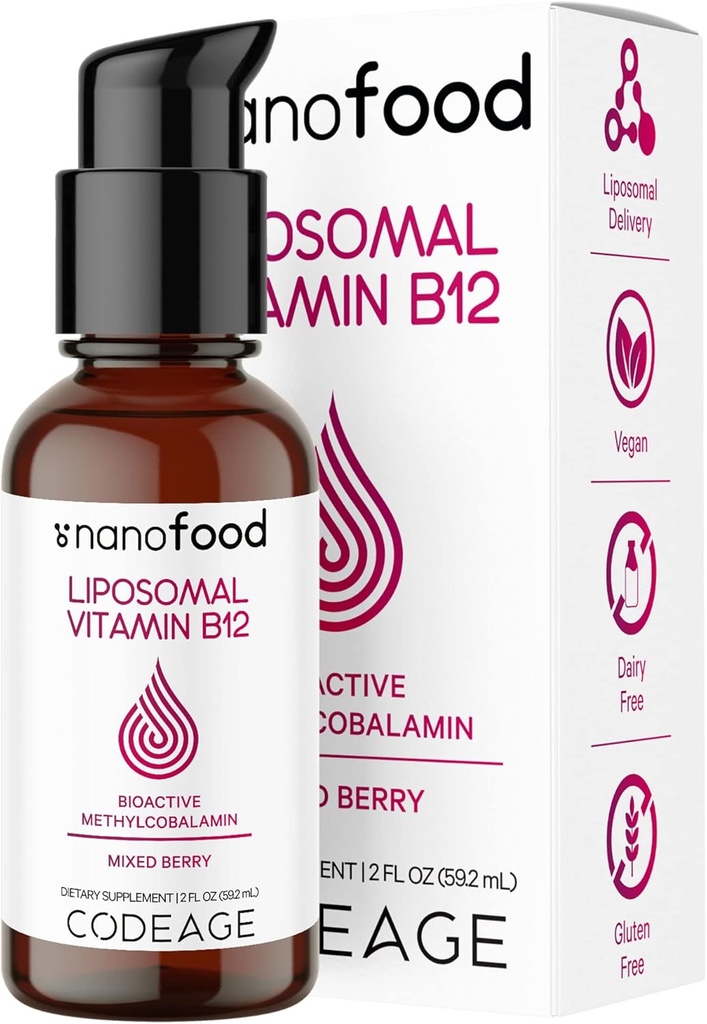 Codeage Liquid Vitamin B12 Methylcobalamin Supplement, 2-Month Supply, Bioavailable Methyl B12, Vegan Non-GMO, 2 fl oz 2