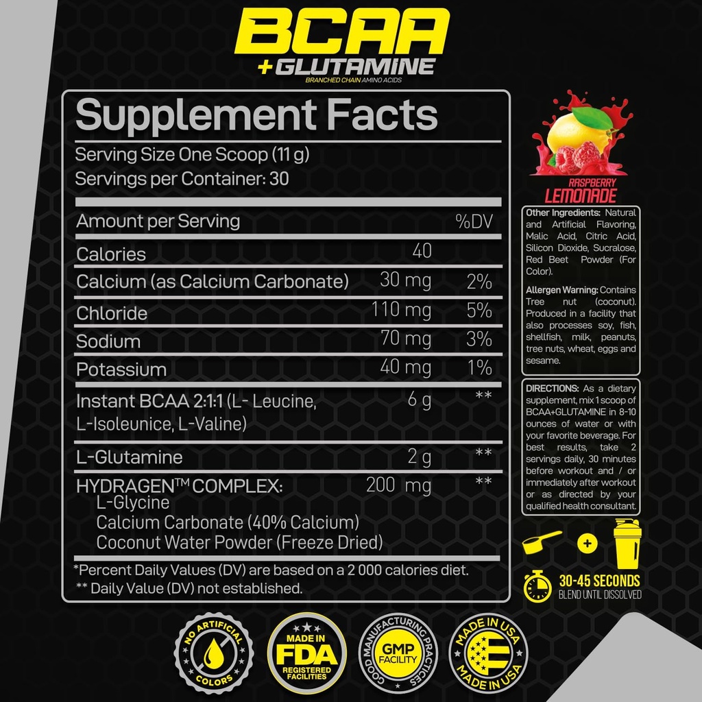 Forzagen BCAAS Amino Acids Powder with Glutamine BCAA Powder, Branched Chain Amino Acids Supplements Powder, BCAA Lean Energy Pre Workout - Post Workout Muscle Recovery Powder, 30 Servings 3
