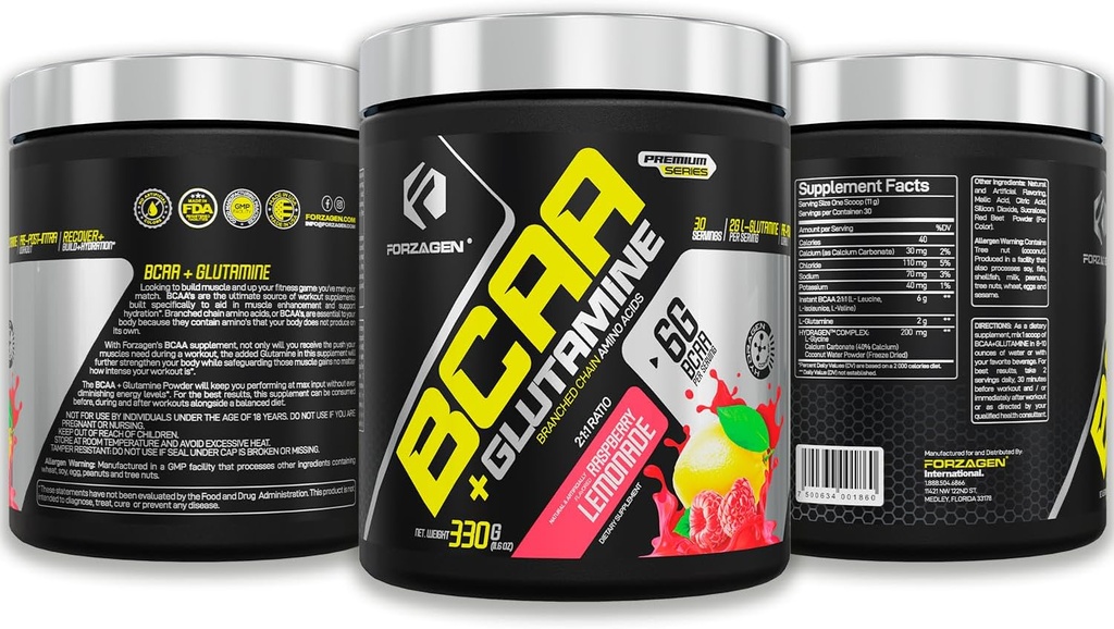 Forzagen BCAAS Amino Acids Powder with Glutamine BCAA Powder, Branched Chain Amino Acids Supplements Powder, BCAA Lean Energy Pre Workout - Post Workout Muscle Recovery Powder, 30 Servings 5