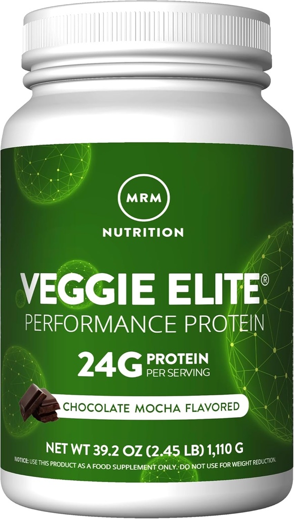 MRM Nutrition Veggie Elite Performance Protein | Chocolate Mocha Flavored| Plant-Based Protein| Easy to Digest | with BCAAs| Vegan + Gluten-Free | Clinically Tested| Digestive enzymes | 30 Servings 2