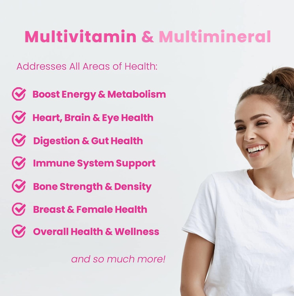 NutraChamps Women's Daily Multivitamin Supplement - Vegan Capsules with Biotin, Vitamins A B C D E K, Calcium, Zinc, Lutein, Magnesium - Premium Multimineral Multivitamin for Women 5
