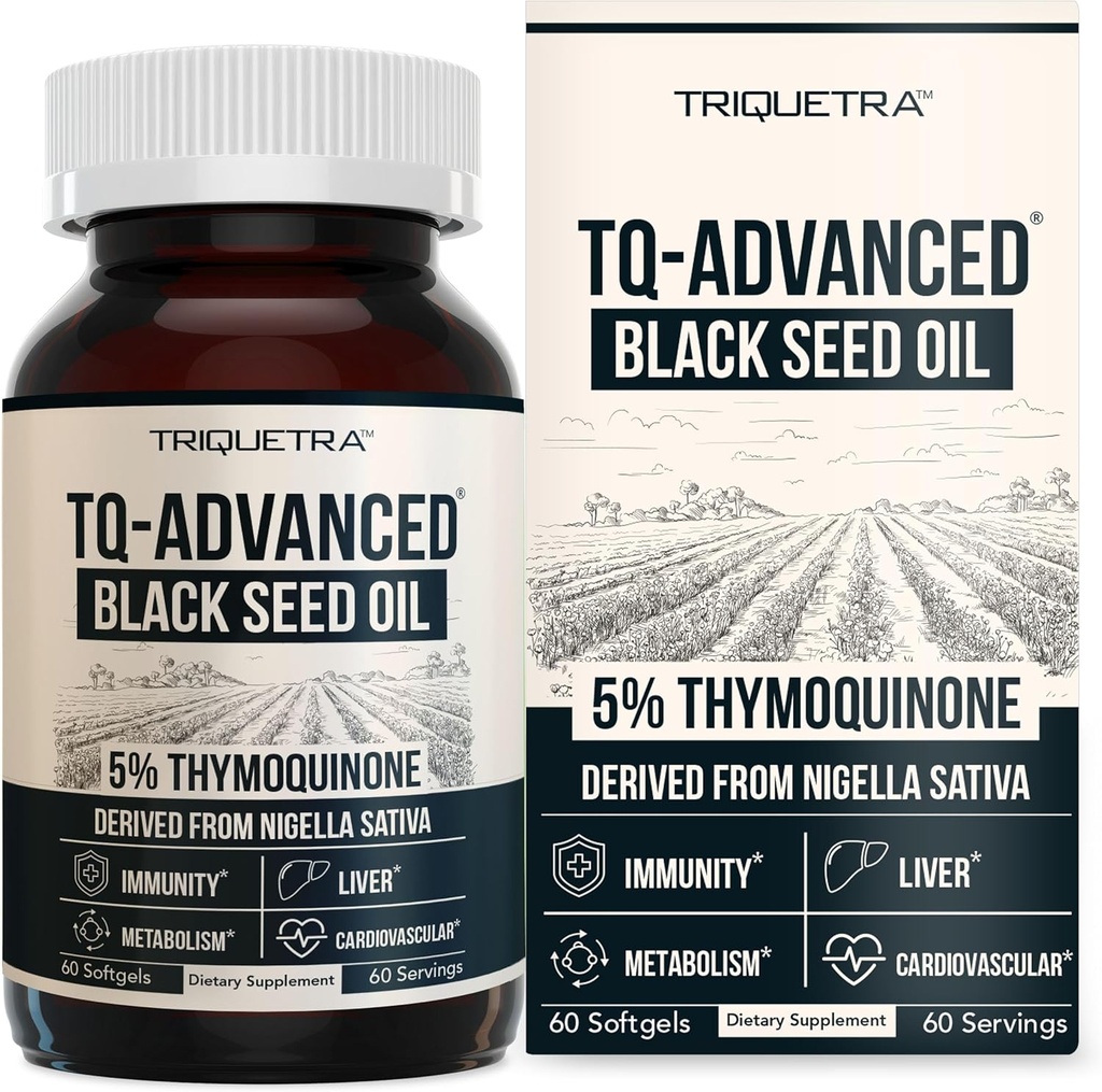 Black Seed Oil Softgels | 5% Thymoquinone - TQ-Advanced® | High Potency - 500 mg per Capsule - 15:1 Concentrate from Nigella Sativa Extract, Raw Form, Vegan Formula, Glass Bottle (60 Softgels) 2