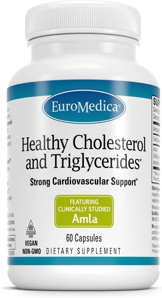 Euromedica Healthy Cholesterol and Triglycerides - 60 Capsules - Clinically Studied Amla - Supports Healthy HDL & Triglyceride Levels - Non-GMO, Vegan, Kosher - 30 Servings 2