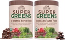COUNTRY FARMS Super Greens Chocolate Flavor, 50 Organic Super Foods, USDA Organic Drink Mix, Fruits, Vegetables, Super Greens, Mushrooms & Probiotics, Supports Energy, 40 Servings, 10.6 Oz, 2 Pack 2