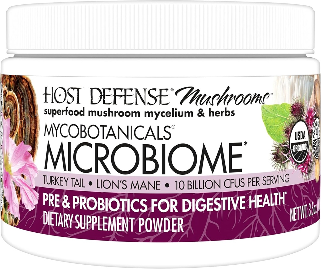 Host Defense MycoBotanicals Microbiome* Powder - Digestive & Immune Health Support Supplement - Gut Health Supplement with Turkey Tail, Lion's Mane & Reishi - 3.5 oz (33 Servings)* 2