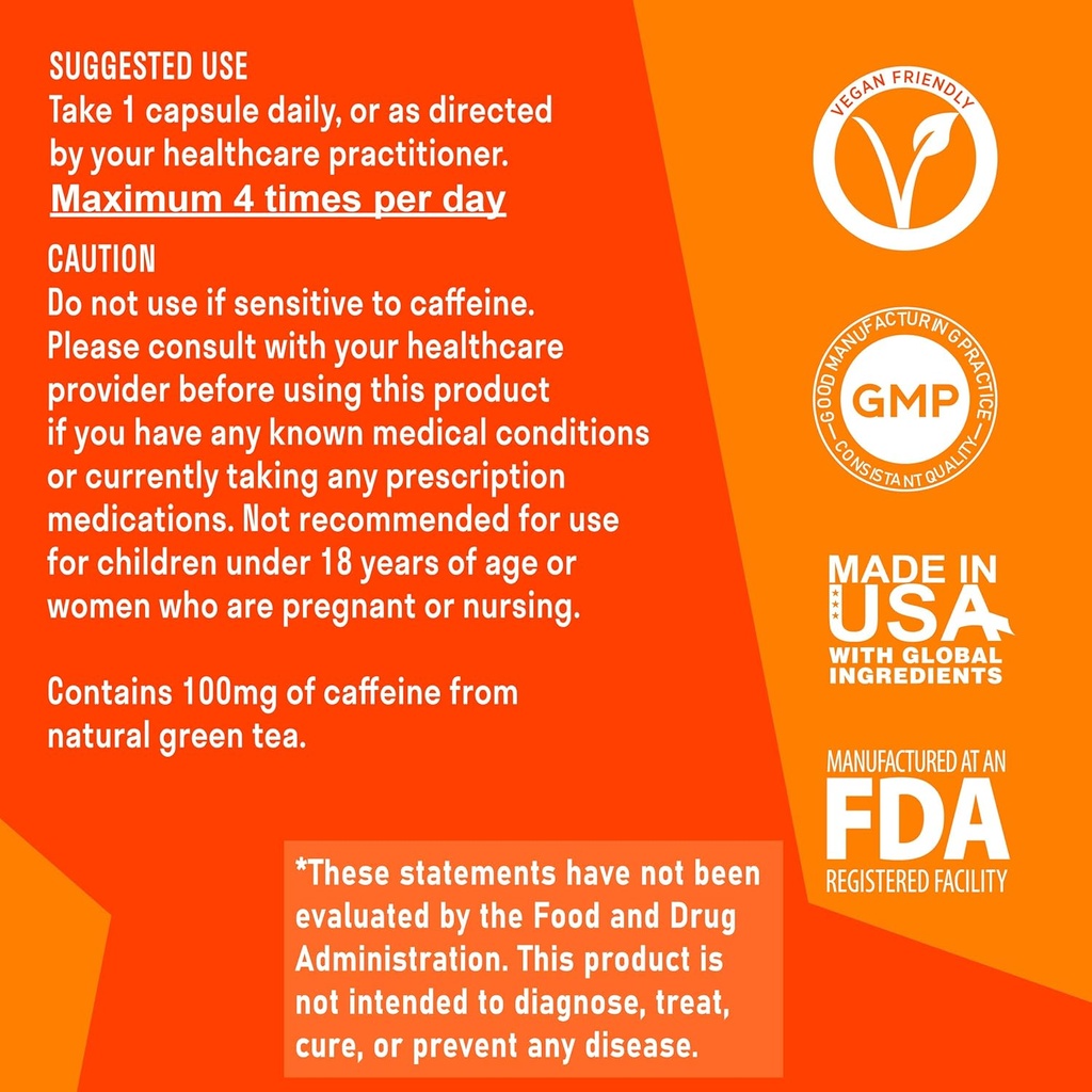 Aromatik Caffeine L-Theanine Focus Supplement | Caffeine (100 mg) + L-Theanine (200 mg) + B Vitamins | Energy Focus Cognition | USA Made at FDA Registered Facility | Vegan Capsules | 120 Servings 4