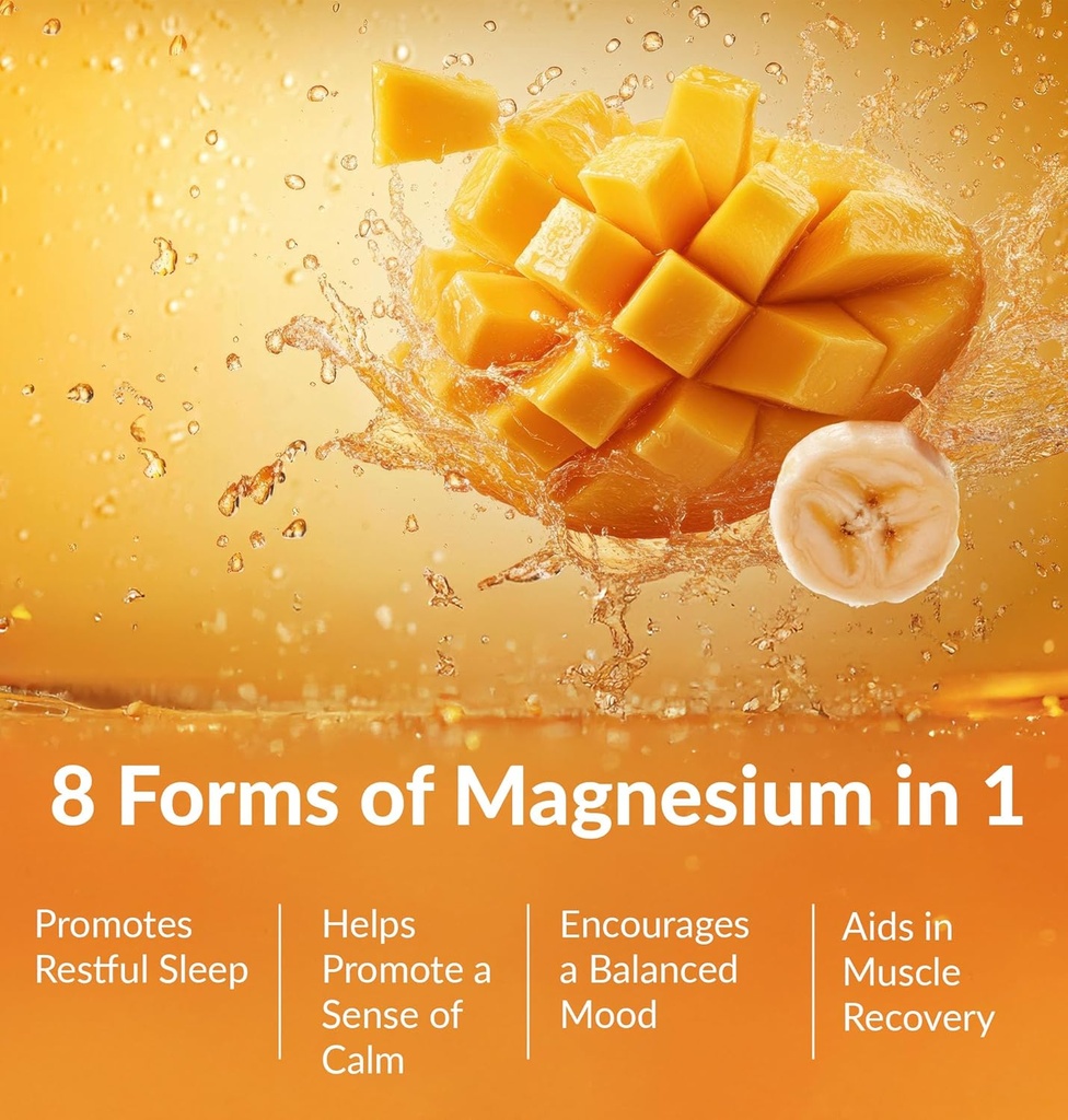 BIOptimizers Magnesium Breakthrough Drink - 8 Forms of Magnesium, Electrolytes, Sleep Health, Stress, Muscle Recovery, Heart Support | Glycinate, Citrate, Malate- Banana Mango 3