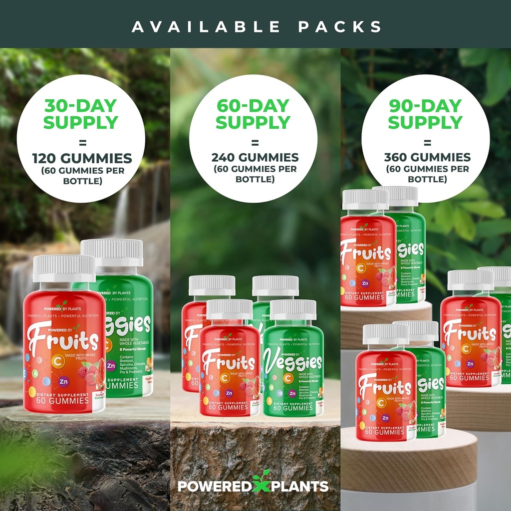 Fruit and Veggie Gummies for Adults - Natural Superfood with Vitamins, Minerals, & Antioxidants - Fruit and Veggies Supplement - Powered by Plants, Pack of 2, 60 Gummies Each, 30-Day Supply 6