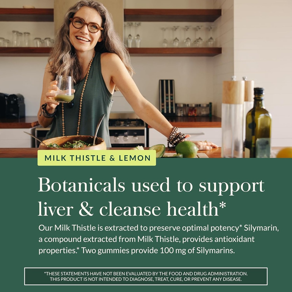 Gaia Herbs Milk Thistle Gummies - Herbal Supplement with Antioxidant Properties for Liver Health & Liver Detox - Lemon Flavored - 60 Vegan Gummies 6