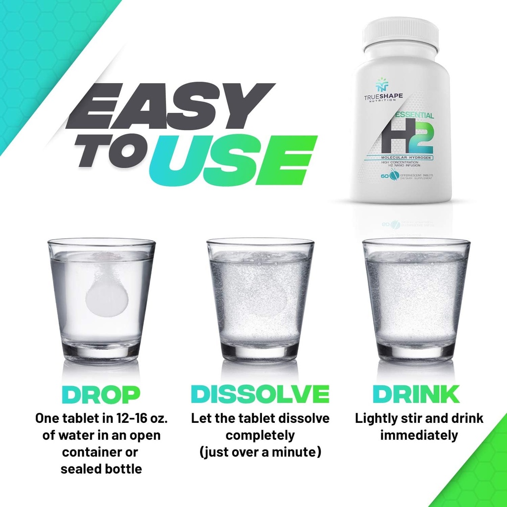 Essential H2 Fizzy Molecular Hydrogen Tablets for Water Nutritional Supplement (Unflavored, 60 Servings) 4