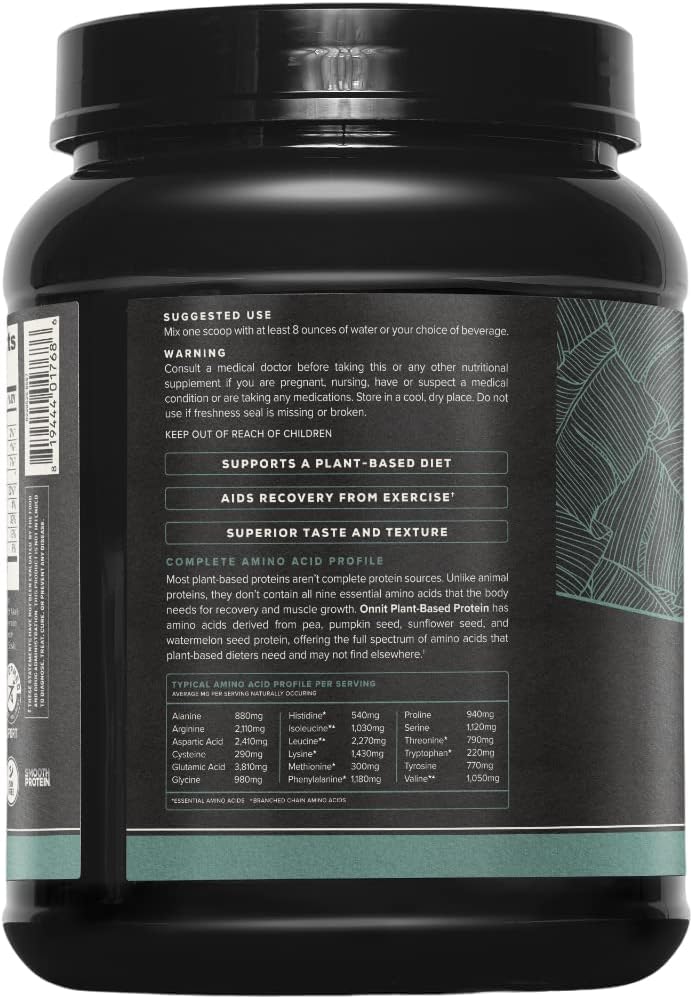 ONNIT Plant-Based Protein Powder, Vanilla Flavor, 20g Protein per Serving, Vegan and Dairy Free Dietary Supplement with 20 Servings per Tub, 21.9 oz 4
