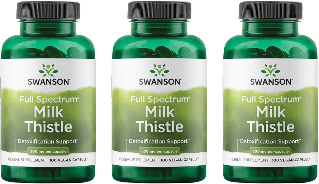 Swanson Milk Thistle - Herbal Liver Support Supplement - Natural Formula Helping to Maintain Overall Health & Wellbeing - (100 Capsules, 500mg Each) 3 Pack 2