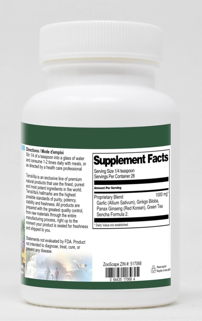 Ginseng, Green Tea, Ginkgo, and Garlic Complex Powder (1 oz, ZIN: 517068) 3