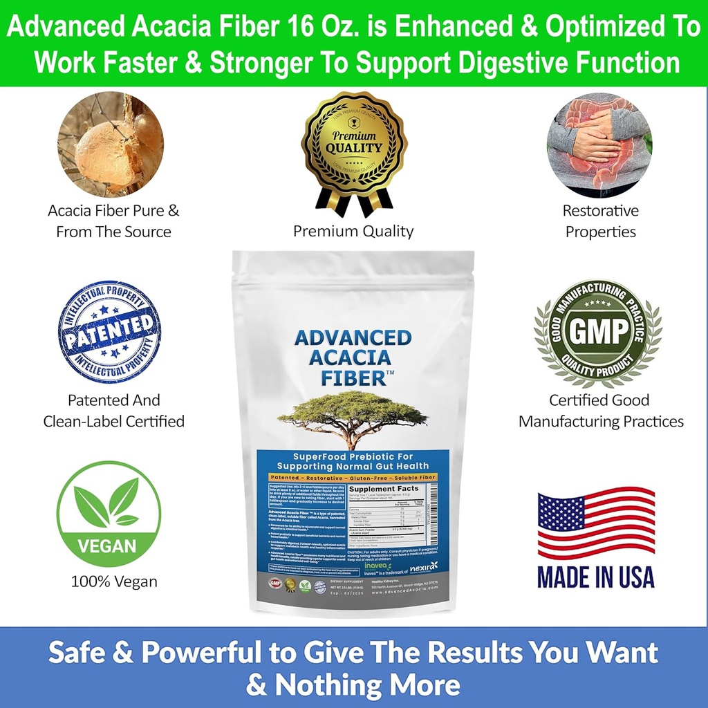 Organic Acacia Fiber Powder Prebiotic Soluble Fiber Powder Perfect Bathroom Trips, Digestion, IBS Relief, Leaky Gut Repair 24oz w/Scooper 4