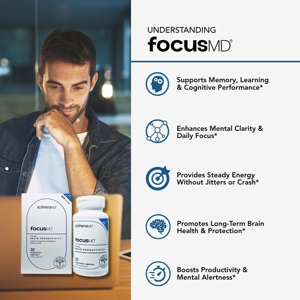 ScimeraMD® FocusMD Brain Supplement with Nootropic Organic Coffeeberry, Huperzine A for Memory, Focus, and Energy, 30 CT 5