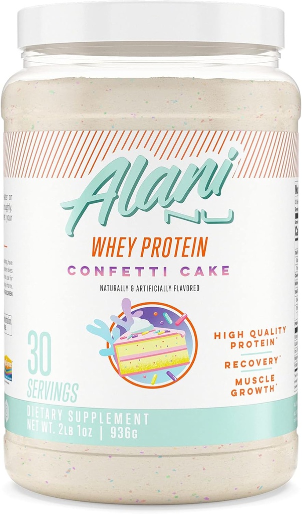 Alani Nu Whey Protein Powder Confetti Cake | 23g Protein with Low Sugar & Digestive Enzymes | Meal Replacement Powder | Low Fat Low Carb Whey Isolate Protein Blend | 30 Servings 2