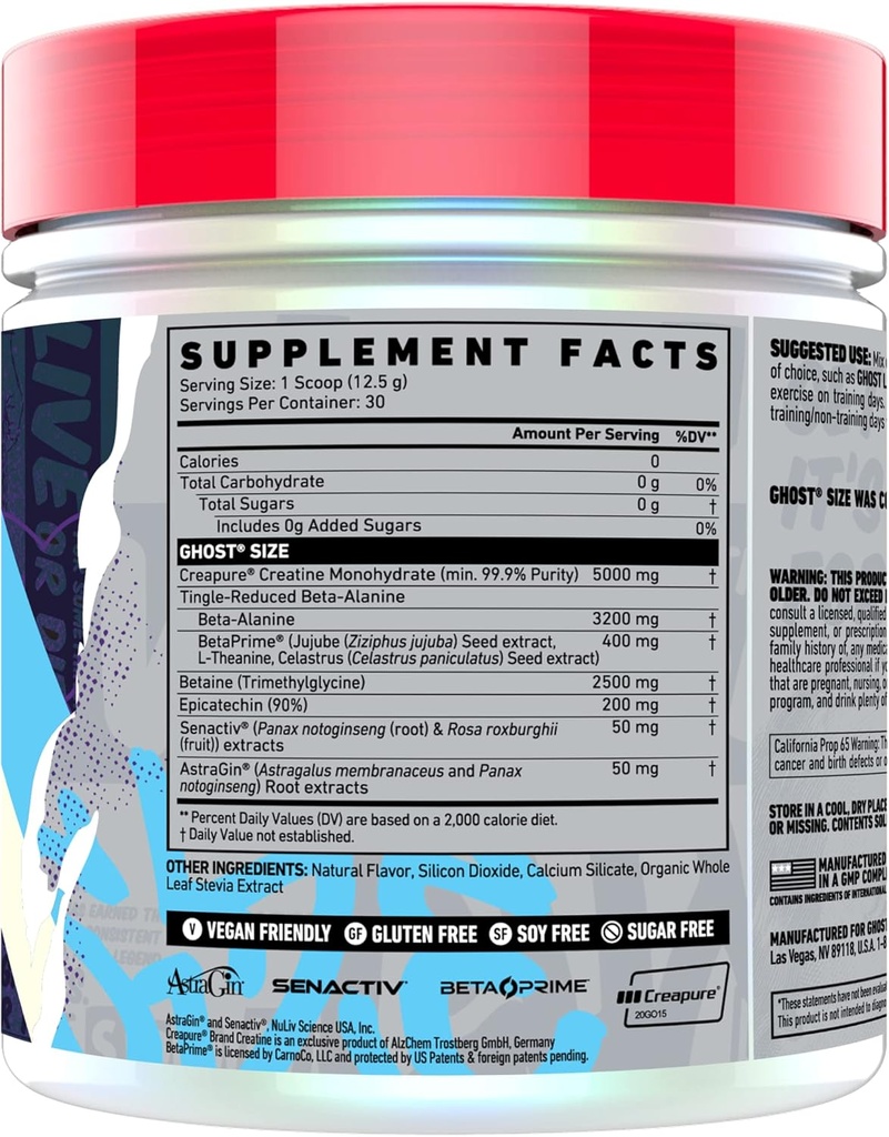 GHOST Size Muscle Builder Dietary Supplement - Natty, 30 Servings - Muscle Growth and Strength Building Supplements for Men & Women - Creatine, Betaine & Beta-Alanine - Free of Sugar & Gluten, Vegan 3