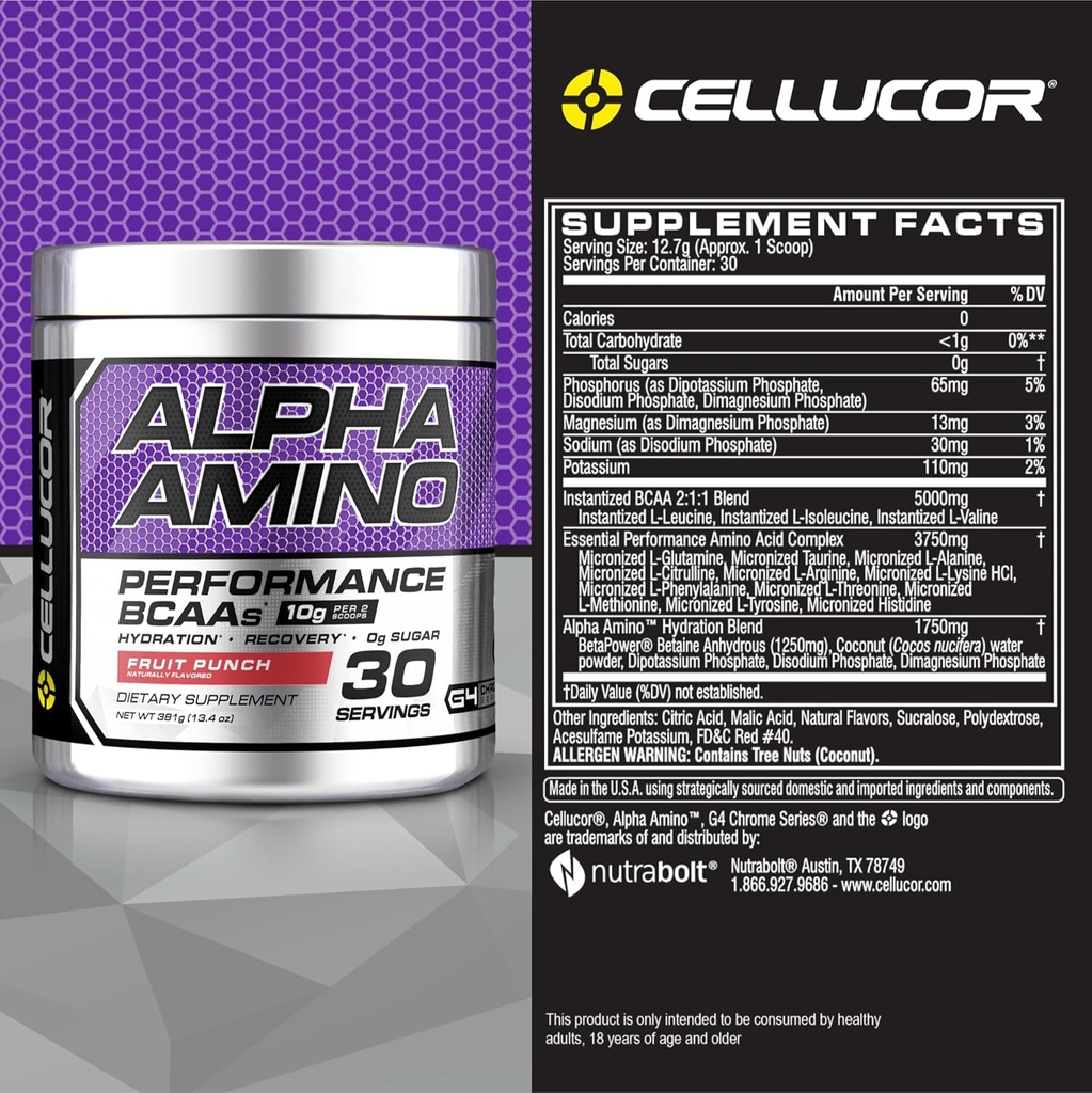 Cellucor Alpha Amino EAA & BCAA Powder | Branched Chain Essential Amino Acids + Electrolytes | ICY Blue Razz | 30 Servings 6