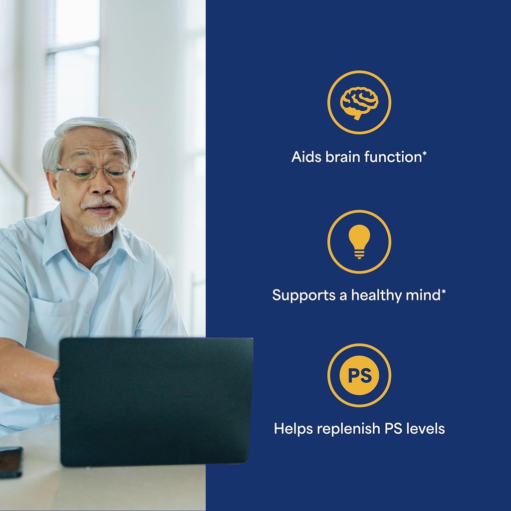 Puritan's Pride Neuro-PS® Gold Plus Neuro-Serine™ with Gingko Biloba and DHA, Advanced Dietary Supplement for Brain Function, Health, and Memory Support, 1 Month Supply, 90 Rapid Release Softgels 4