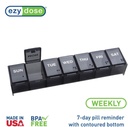 EZY DOSE Weekly (7-Day) Daily Pill Case, Medicine Planner, Vitamin Organizer, Supplement Container, Convenient and Easy to Use, Large Compartments, Travel Friendly, Black, Made in the USA, BPA Free 4
