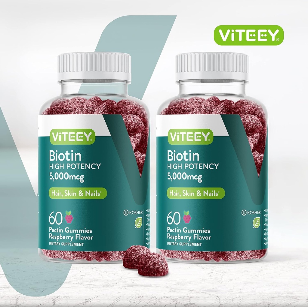 VITEEY Biotin Gummies for Hair Skin and Nails - Biotin for Hair Growth Gummies - 5000 mcg - Vegan, Gluten-Free, Non-GMO – 120 Count 3