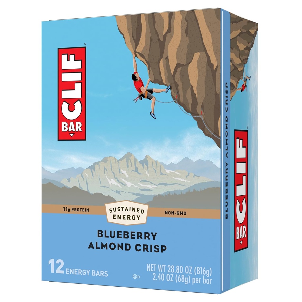 CLIF BAR - Blueberry Almond Crisp - Made with Organic Oats - Non-GMO - Plant Based - Energy Bars - 2.4 oz. (12 Pack) 2