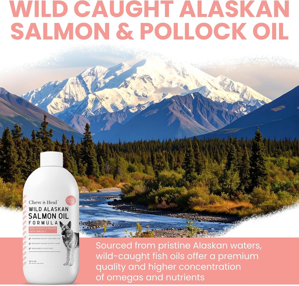 Wild Alaskan Salmon Fish Oil for Dogs - 32 oz. of Fish Oil Formula - Pump Cap Bottle - Contains Omega-3 and 6, Vitamin D, EPA, and DHA for Healthy Skin and Coat 6