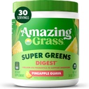 Amazing Grass Greens Blend Digest: Super Greens Powder Smoothie Mix for Digestion Support with Organic Spirulina, Chlorella, Beet Root Powder, Digestive Enzymes & Probiotics, 30 Servings 2