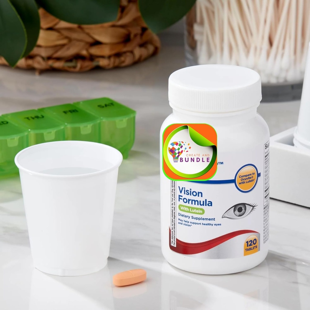 Equate Vision Formula with Lutein - Advanced Eye Health Dietary Supplement, 120 Tablets - Supports Vision Clarity, Antioxidant Protection, and Eye Wellness + Create Sticker 4