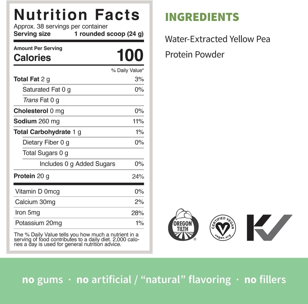 Sprout Living Organic Pea Protein Powder, Unflavored, 20 Grams of Plant Based Organic Protein Powder Without Artificial Sweeteners, Non Dairy, Non-GMO, Vegan, Gluten Free (2 Pound, 38 Servings) 4
