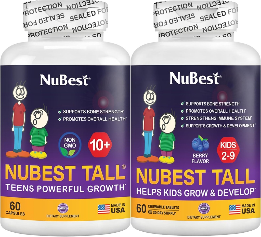 NuBest Bundle Tall 10+ 60 Capsules Tall Kids 60 Chewable Tablets | Height Growth Support for Kids & Teens | Calcium, Vitamins D3 K2, Collagen & Herbs 2