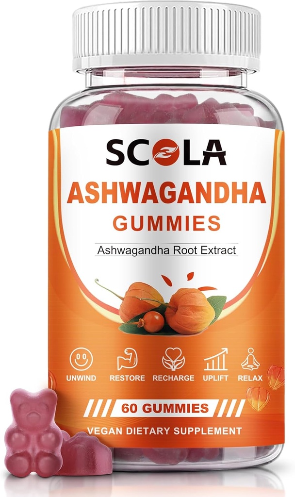 Ashwagandha Gummies, Calm Gummies with Ashwagandha Root Extract Vitamin D Zinc, Ashwagandha Supplement for Sleep Stress Balance, Vegan, Non-GMO, Gluten-Free, 60 Count 2
