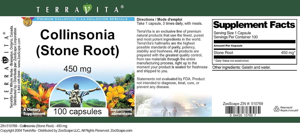 Collinsonia (Stone Root) - 450 mg (100 Capsules, ZIN: 510769) 4